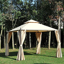 Outsunny Gazebo da Giardino Impermeabile 3 x 3m con 4 Pannelli Laterali Beige