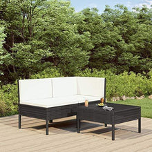 Festnight 3pz Set Divani da Giardino/Salotto/Salottino in Polyrattan per Esterno/Arredo Giardino con Cuscini Nero - Arredi Casa