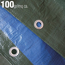 VERDELOOK Telo occhiellato Multiuso in polietilene, 8x5 m, Verde/Blu, coperture