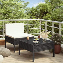 SKM Set Divani da Giardino 2 pz con Cuscini in Polyrattan Nero (11.5kg) Nero-0198