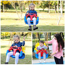 Altalena per bambini 3 in 1 elastico pieghevole per bambini in PP ambientale, dondolo a dondolo sedia a dondolo per esterni (giallo + blu)