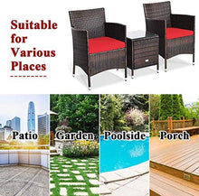 YRRA Set di mobili da Patio Set da 3 Pezzi con Conversazione in Rattan di Vimini da 3 Pezzi con tavolino Sedie e Cuscini Spessi Adatti per Giardino del Patio-Rosso