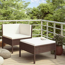 SKM Set Divani da Giardino 2 pz con Cuscini in Polyrattan Marrone (14.5kg)
