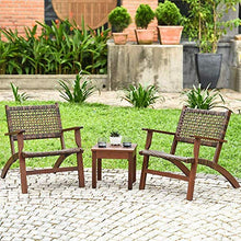 YRRA 3 Pz Patio Conversazione Set Set Solido Eucalipto Telaio in Legno All'aperto Mobili in Vimini Set di Bistro Set con tavolino Mobili in Rattan Set per Cortile (Marrone)