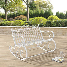 [en.casa] Panca a Dondolo da Giardino/Terrazza Panchina in Metallo per Uso Esterno in Stile Vintage Sedia a 2 Posti Oscillante - Bianco