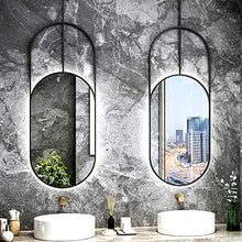 LBSI Specchio Ovale da Parete Bagno con Illuminazione LED Specchio a Muro, Specchio per Bagno Specchio Sospeso per Trucco Sospeso a Soffitto