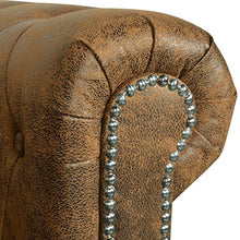 Festnight- Divani da Soggiorno, Divano Ufficio, Divano Chersterfield a 2 posti Pelle Artificiale Marrone,145,5 x 76 x 70 cm,Facile da assemblare