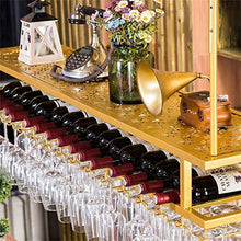 HTDZDX Bar/Pub Double Layer Wine Rack con Supporto Calici - Attaccatura di Parete di Vetro E Bottiglie di Vino Cabinet Organizzatori - Oro Ferro Frame - Decorazione della Parete Soffitto