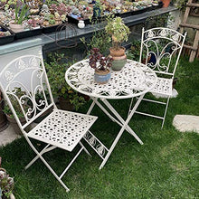 CGBF-Mobili da Balcone per Patio 3 Pezzi,Bistro Set 2 Sedie e 1 Tavolo per Balcone da Giardino,Facile da Piegare, Resistente alle Intemperie,Bianca