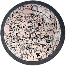Doodles Animali Gatti e Cani Pomelli per Porta Set di 4 Pomelli per Mobili Manopole per Cassetti Cucina Armadio Vetro