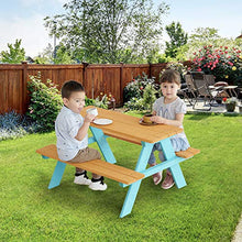 Teamson Kids Tavolo da Picnic E Sedia Giardino per Esterno Legno/Blu TK-KF0002