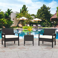 Moimhear Set di mobili da giardino in polyrattan, set da 2 persone, 1 tavolo e 2 poltrone, resistente alle intemperie, per giardino, balcone e terrazza