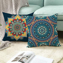 Socoz Federa Cuscino Marrone,Poliestere Modello Mandala Namaste Marrone Scuro Blu Verde Federe