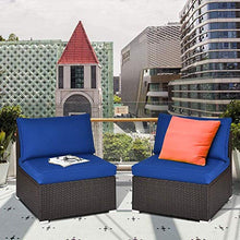 YRRA 2 Pz 2 PCS Outdoor Wickerless Sofa Prizio Patio Rattan Sofà sezionale Set w / 2 Cuscini Spessi e 2 Cuscini Sedili aggiuntivi per Balcone Giardino Patio Piscina (Turchese)-Blu Navy