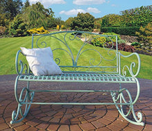 Panchina a dondolo HWC-C39 stile romantico metallo 112cm verde antico