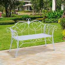miozzi Panchina in Metallo da Giardino Bianco 134x51x89 cm