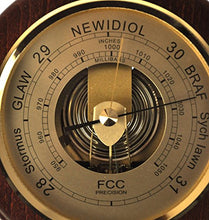 Welsh Language 170mm Barometer Gold/Mahogany Finish Round - WL 1024