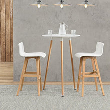 [en.casa] Bancone Bar + 2 x sgabelli da Bar Set (faggio-Bianco) Similpelle + MDF
