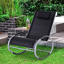 Outsunny Sedia a Dondolo Impermeabile Telaio da Giardino in Alluminio Tessuto di Textilene 120x61x88cm Nero