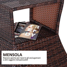 Outsunny Tavolino da Giardino con Ripiano Inferiore e Foro per Ombrellone da 4.5cm in Rattan 54x54x55cm Marrone