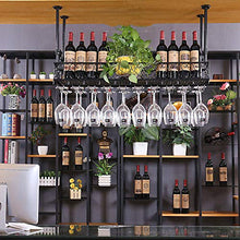 lanying Scaffale di Vetro per Vino,Portabottiglie da Vino sospeso a Testa in Giù, portabottiglie da Bar per casa-Nero_60 * 25 cm