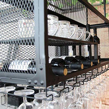 BINGFANG-W cremagliera in Ferro battuto del Vino, Supporto di Vetro di Vino Regolabile in Altezza - Nero Portavini