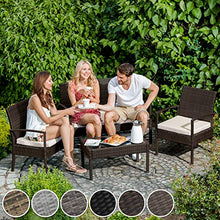TecTake Set di MOBILI Rattan Arredamento Giardino Set Completo - Disponibile in Diversi Colori - (Nero-Marrone)