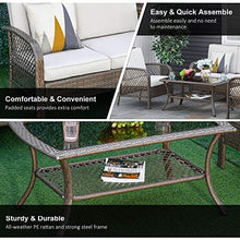 Set Salotto da Giardino Divano 2 Poltrone e Tavolino in Rattan Marrone
