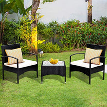 LUGEUK Tavolo Combinato per mobili da 3 Pezzi e 2 sedie terrazza Rattan Rattan con Cuscino