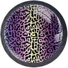 Gradiente Blu Viola Giallo Leopard Pattern Pomelli per Porta Set di 4 Pomelli per Mobili Manopole per Cassetti Cucina Armadio Vetro