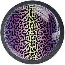Gradiente Blu Viola Giallo Leopard Pattern Pomelli per Porta Set di 4 Pomelli per Mobili Manopole per Cassetti Cucina Armadio Vetro