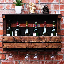 DJSMjbj - Portabottiglie da Parete in Legno, con Stelo Lungo, per Bicchieri e Sughero da Vino