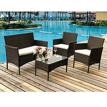 Topchances, set di mobili da giardino per 4 persone, tavolo da giardino e sedie da giardino, mobili da veranda, sedie in rattan, divano per patio, balcone, set da 4