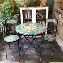 HZWZ Tavolo D'accento Rotondo A Mosaico, 27,5"Tavolino con 2 Sedie, Arredamento di Piante per Portico per Patio, Set di Bistrot A 3 Pezzi,1 Table