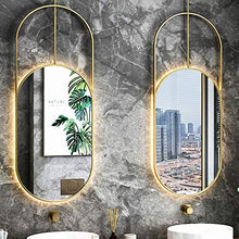 LBSI Specchio Ovale da Parete Bagno con Illuminazione LED Specchio a Muro, Specchio per Bagno Specchio Sospeso per Trucco Sospeso a Soffitto