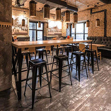Yaheetech 4 Sgabelli Alti da Bar Vintage Industrial in Metallo Ferro Cucina Impilabili Neri con Poggiapiedi Altezza 76 cm