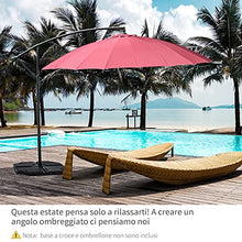 Outsunny Basamento per Ombrellone da Giardino con Base a Croce, Set 4 Mattonelle HDPE Impermeabile da Riempire 96x96x9cm