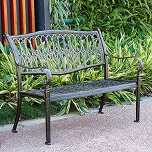Panchina per terrazza del parco Panchina per il tempo libero all'aperto, Panchina da giardino in alluminio pressofuso resistente alle intemperie di lunga durata, Panchina da cortile retrò a 2 posti