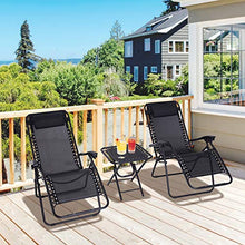 Outsunny Set Arredo da Giardino 2 Sedie a Sdraio e Tavolino Regolabili Pieghevoli Tessuto do Textilene Nero
