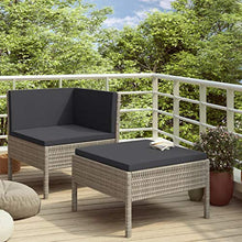 FAMIROSA Set Divani da Giardino 2 pz con Cuscini in Polyrattan Grigio-0208