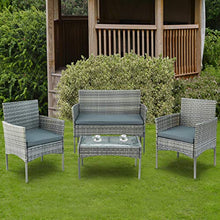 WYLZLIY-Home Set Mobili da Giardino Set Mobili da Esterno Balcone Set di Mobili Include 2 Poltrone 1 Doppio Sedile Divano E 1 Tavolo Set di Mobili per Giardino in Rattan