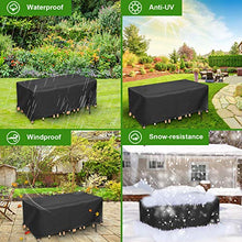 YUYO Copritavolo Tavolo da Esterno Impermeabile Copri tavolo e Sedie da Esterno Robusto Copertura Mobili Giardino Rettangolare - 242x182x100CM, Nero
