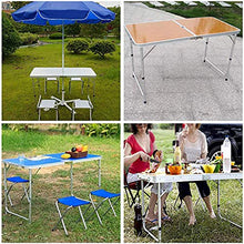 AJIU Tavolo da Campeggio Pieghevole 4FT in Alluminio Portatile Regolabile in Altezza con Tavolo da Picnic con Foro per Ombrellone per Picnic, Spiaggia, Esterno, Interno, Barbecue,Blu