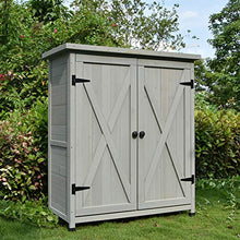 QILIN Capannone di Stoccaggio Esterno, Armadi da Giardino A 2 Ante E Armadi per Attrezzi Armadi di Stoccaggio in Legno, Ripiani Regolabili, Altezza Piedi Regolabile 3-5 Cm, 1020 × 500 × 1160 Mm