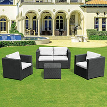 Le Stelle Set Salotto Completo in Polyrattan Arredo Giardino Divano 2 Poltrone e Tavolino (Nero)
