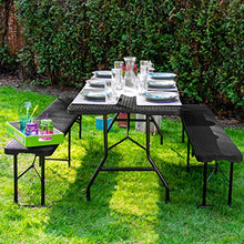 AMANKA - 2 panche da birra impermeabili, pieghevoli, 183 x 30 x 43 cm, effetto rattan, in plastica