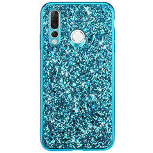 Saceebe Compatibile con Huawei Nova 4 Custodia Silicone TPU Paillettes Glitter Strass Silicone TPU Case PC Coperture [placcatura bordo] Bumper Case Ultra Sottile Antigraffio,blu&