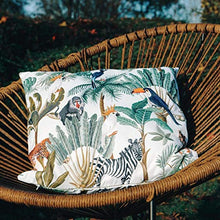 Cuscino da esterno della giungla, motivo: palme, uccelli, animali, verde, 45 x 45 cm, cuscino da giardino impermeabile