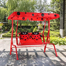 DREAMADE Altalena Dondolo da Giardino per Bambini con 2 Posti e Tetto Regolabile 117 x 78 x 116 cm (Rosso)