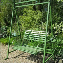 Jonart Design Wimbledon - Panca da giardino in legno verde invecchiato, a due posti, con panca a dondolo